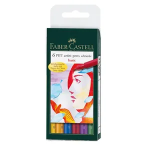 Faber-Castell 167103 Pitt Artist Pen Pinsel 6-tlg., Grundfarben
